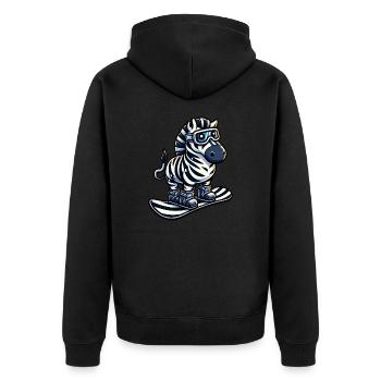 Zebra Snowboard Champion - Climb the Mountain in Style - Unisex Premium Organic Zip Hoodie - black - Back - Nico (187cm)