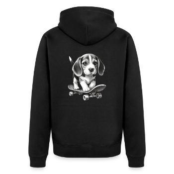 hund beagle skateboard skateboarder zeichen stil - Unisex Premium Bio Zip Hoodie - Schwarz - Hinten - Nico (187cm)