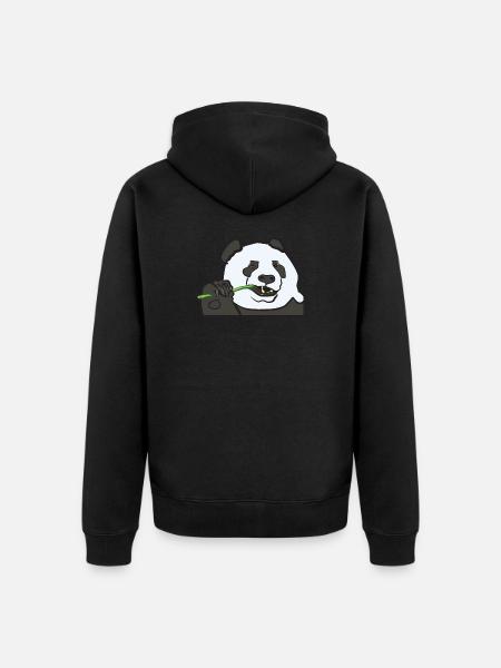 Sweet panda nibbles on bamboo - Unisex Premium Organic Zip Hoodie -