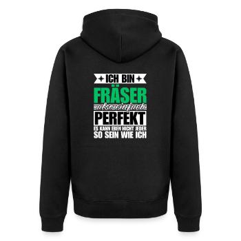 Perfekter Fräser - Unisex Premium Bio Zip Hoodie - Schwarz - Hinten - Nico (187cm)