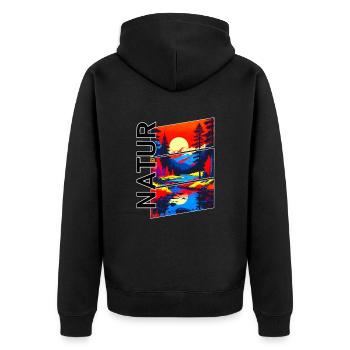 Natur - Unisex Premium Bio Zip Hoodie - Schwarz - Hinten - Nico (187cm)