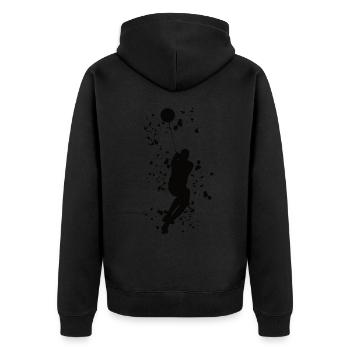 Hammerwerfer Colorsplash Hammerwerfen - Unisex Premium Bio Zip Hoodie - Schwarz - Hinten - Nico (187cm)