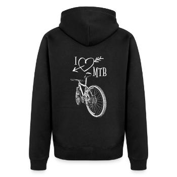 Trail-Abenteuer mit stylishem MTB-Outfit erleben! - Unisex Premium Bio Zip Hoodie - Schwarz - Hinten - Nico (187cm)