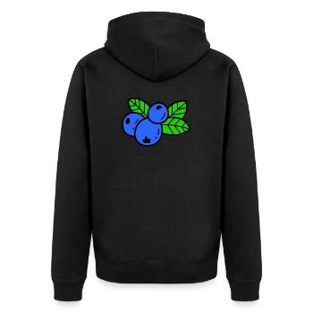 Blaubeere Heidelbeere Beere - Unisex Premium Bio Zip Hoodie - Schwarz - Hinten - Nico (187cm)