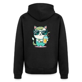 Tropical Cat: A Cat Lover's Dream - Unisex Premium Organic Zip Hoodie - black - Back - Nico (187cm)