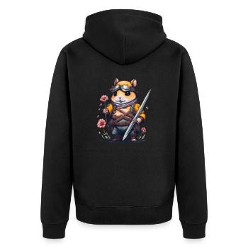 Combat de fleurs de hamster ninja - Veste à capuche bio Premium Unisexe - noir - Dos - Nico (187cm)