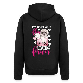 Only Flaw Of Shih Tzu Dog Funny Graphics - Unisex Premium Organic Zip Hoodie - black - Back - Nico (187cm)