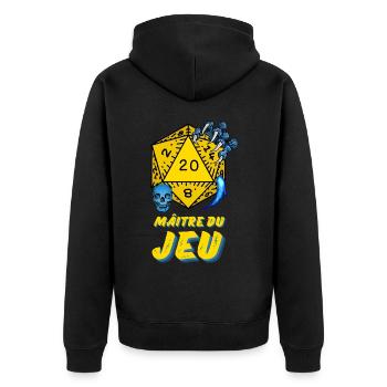 D20 Aventures JDR Maître du Jeu - Veste à capuche bio Premium Unisexe - noir - Dos - Nico (187cm)