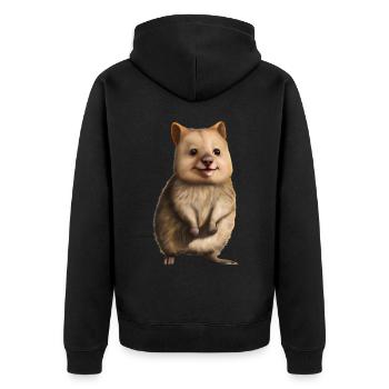 Quokka - the cute marsupial - Unisex Premium Organic Zip Hoodie - black - Back - Nico (187cm)