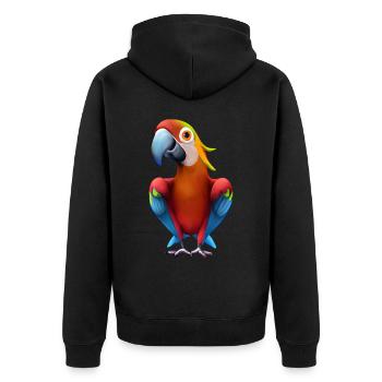 Macaw - Unisex Premium Organic Zip Hoodie - black - Back - Nico (187cm)