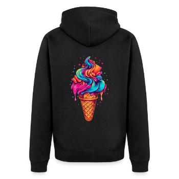 Retro Eiscream Eis Waffeleis für eine Eis - Unisex Premium Bio Zip Hoodie - Schwarz - Hinten - Nico (187cm)