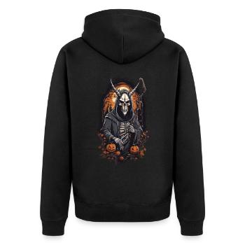 Dämonischer Sensenmann Totenkopf Halloween Design - Unisex Premium Bio Zip Hoodie - Schwarz - Hinten - Nico (187cm)