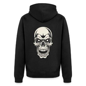 Totenkopf - Eleganz im Gothic-Stil - Unisex Premium Bio Zip Hoodie - Schwarz - Hinten - Nico (187cm)