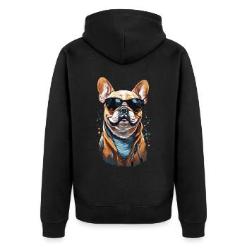 French Bulldog Dog with Style - Unisex Premium Organic Zip Hoodie - black - Back - Nico (187cm)