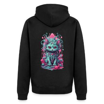 Gothique Pastel chat Halloween démon chaton - Veste à capuche bio Premium Unisexe - noir - Dos - Nico (187cm)
