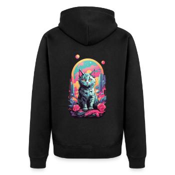 Chat Goth Pastel magique avec Design de Roses - Veste à capuche bio Premium Unisexe - noir - Dos - Nico (187cm)