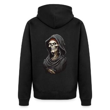 Drôle Dessin Animé Grim Reaper Halloween Squelette - Veste à capuche bio Premium Unisexe - noir - Dos - Nico (187cm)