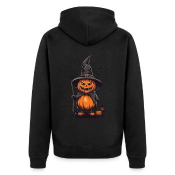 Funny Witches Pumpkin Monster Halloween - Unisex Premium Organic Zip Hoodie - black - Back - Nico (187cm)