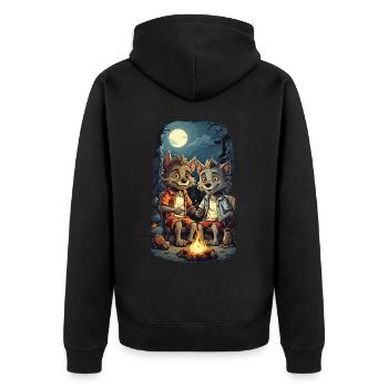 Loup-garou enfants Halloween feu de camp dessin animé - Veste à capuche bio Premium Unisexe - noir - Dos - Nico (187cm)