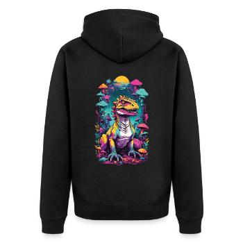 Psychedelic Mushroom Dino Aesthetic Festival Design - Unisex Premium Organic Zip Hoodie - black - Back - Nico (187cm)