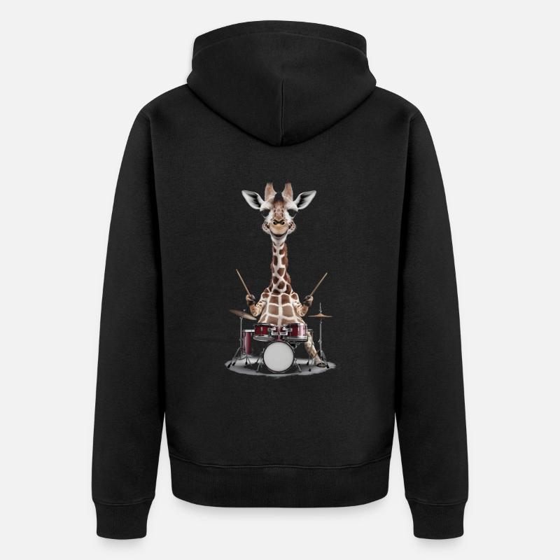 Giraffe Schlagzeug - Unisex Premium Bio Zip Hoodie - Schwarz