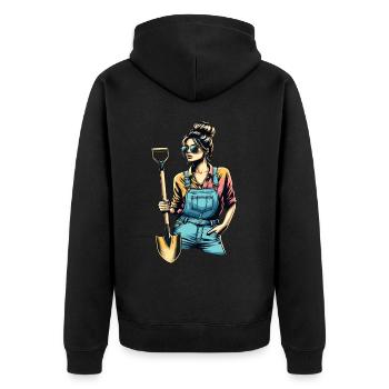 Garten Geschenk Gärtnerin Geburtstag Geschenk - Unisex Premium Bio Zip Hoodie - Schwarz - Hinten - Nico (187cm)