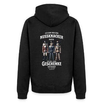 Nussknacker Mafia – Lustiges Weihnachtsgeschenk - Unisex Premium Bio Zip Hoodie - Schwarz - Hinten - Nico (187cm)