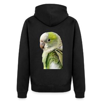 Monk parakeet - Unisex Premium Organic Zip Hoodie - black - Back - Nico (187cm)