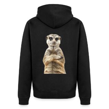 Meerkat - Unisex Premium Organic Zip Hoodie - black - Back - Nico (187cm)