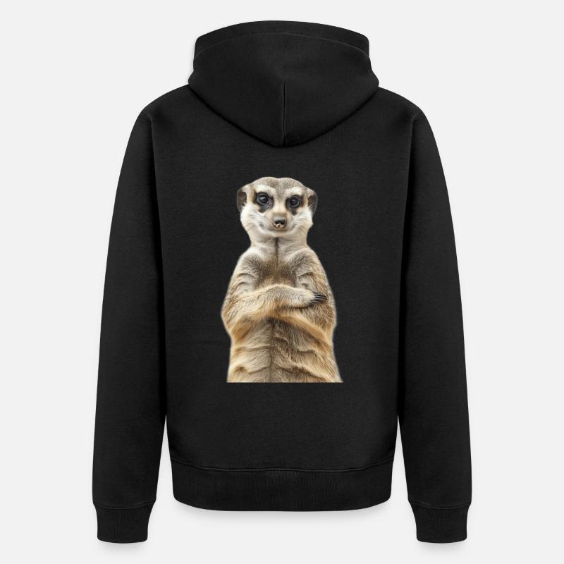 Erdmännchen - Unisex Premium Bio Zip Hoodie - Schwarz
