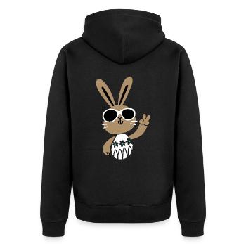 Happy Easter - Osterhase - Osterei - Geschenk - Unisex Premium Bio Zip Hoodie - Schwarz - Hinten - Nico (187cm)