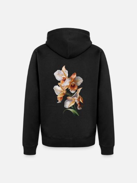 Orchidee - Unisex Premium Bio Zip Hoodie - Schwarz