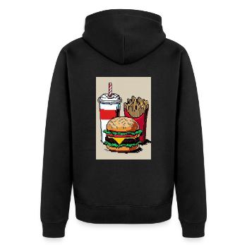 Burger Menu 8 Bit retro Oldschool Gamer - Unisex Premium Bio Zip Hoodie - Schwarz - Hinten - Nico (187cm)