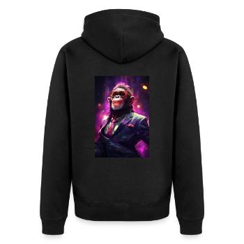 Funky Party Affe mit Partybrille Artwork - Unisex Premium Bio Zip Hoodie - Schwarz - Hinten - Nico (187cm)