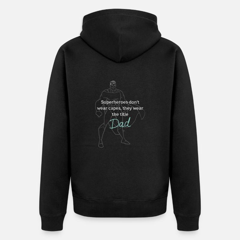 Papa super-héros - Veste à capuche bio Premium Unisexe - noir