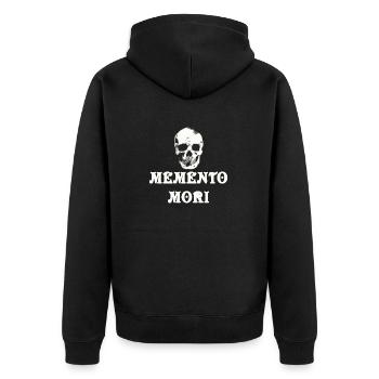 Memento Mori Totenkopf Totenschädel Gothic - Unisex Premium Bio Zip Hoodie - Schwarz - Hinten - Nico (187cm)