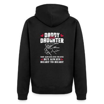 Daddy And Daughter Always Heart To Heart - Unisex Premium Bio Zip Hoodie - Schwarz - Hinten - Nico (187cm)