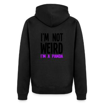 Ich bin nicht komisch Ich bin ein Panda - Unisex Premium Bio Zip Hoodie - Schwarz - Hinten - Nico (187cm)