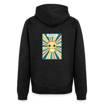 kawaii neko japanese - Unisex Premium Organic Zip Hoodie - black - Back - Nico (187cm)