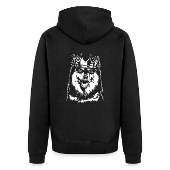 FINNISCHER LAPPHUND Krone Hunde Hund Wilsigns - Unisex Premium Bio Zip Hoodie - Schwarz - Hinten - Nico (187cm)