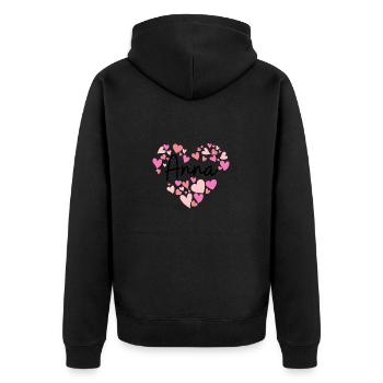 Ich liebe Anna - Unisex Premium Bio Zip Hoodie - Schwarz - Hinten - Nico (187cm)
