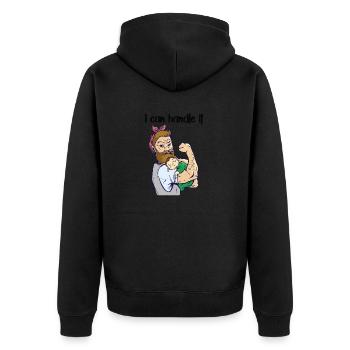Elternzeit Vater, Papa. Geschenkidee Elternzeit - Unisex Premium Bio Zip Hoodie - Schwarz - Hinten - Nico (187cm)