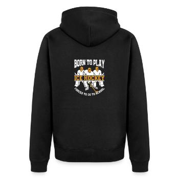 Wintersport Geboren, um Eishockey zu spielen - Unisex Premium Bio Zip Hoodie - Schwarz - Hinten - Nico (187cm)