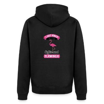 Flamingo Pink Flamingo Flamingo Geschenk - Unisex Premium Bio Zip Hoodie - Schwarz - Hinten - Nico (187cm)