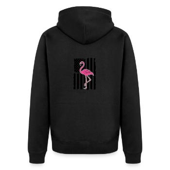Flamingo Pink Flamingo Flamingo Geschenk - Unisex Premium Bio Zip Hoodie - Schwarz - Hinten - Nico (187cm)