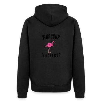 Flamingo Pink Flamingo Flamingo Geschenk - Unisex Premium Bio Zip Hoodie - Schwarz - Hinten - Nico (187cm)