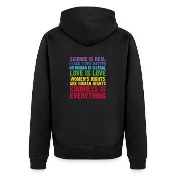Equality for All Quote - Unisex Premium Organic Zip Hoodie - black - Back - Nico (187cm)