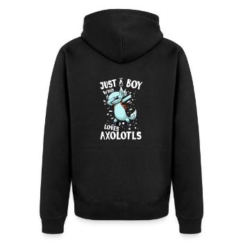 Nur ein Junge, der Axolotls mexikanischen Salamander liebt - Unisex Premium Bio Zip Hoodie - Schwarz - Hinten - Nico (187cm)