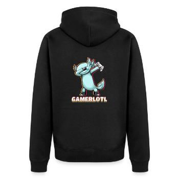 Dabbing Blue Axolotl Gamer who loves Video Game - Unisex Premium Organic Zip Hoodie - black - Back - Nico (187cm)