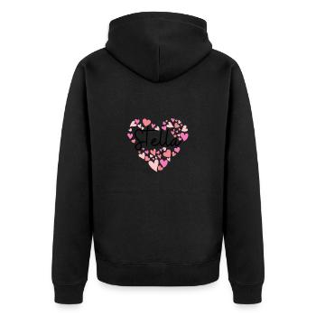 Ich liebe Stella - Unisex Premium Bio Zip Hoodie - Schwarz - Hinten - Nico (187cm)